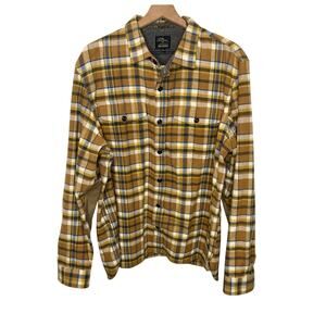 TODD SNYDER X L.L. BEAN Cotton Plaid Button Down Shirt Elbow Patches Yellow XL